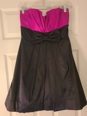 Speechless Hot Pink and Black Strapless Dress with Waist Bow